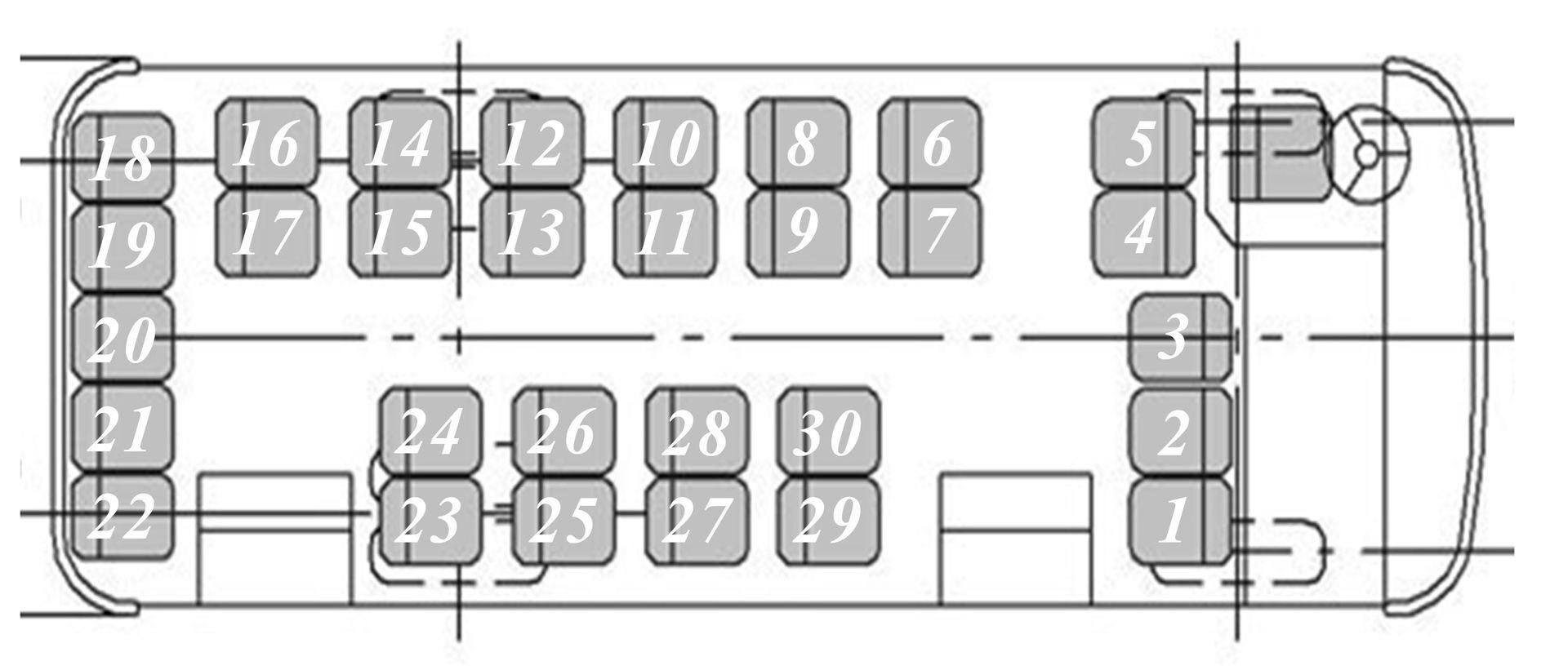 Схема автобуса 44. Автобус ман 35 расположение мест. Автобус 35 мест схема. Автобус НЕФАЗ 45 мест расположение. Man Lion's coach r07 схема мест.