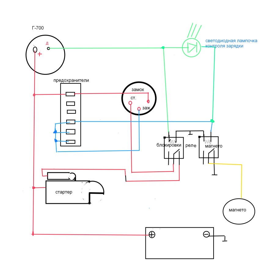 Схема подключения реле зарядки иж планета 5