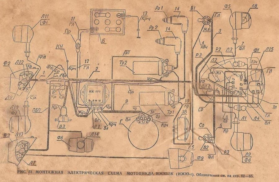 Схема электропроводки ява 638 12в