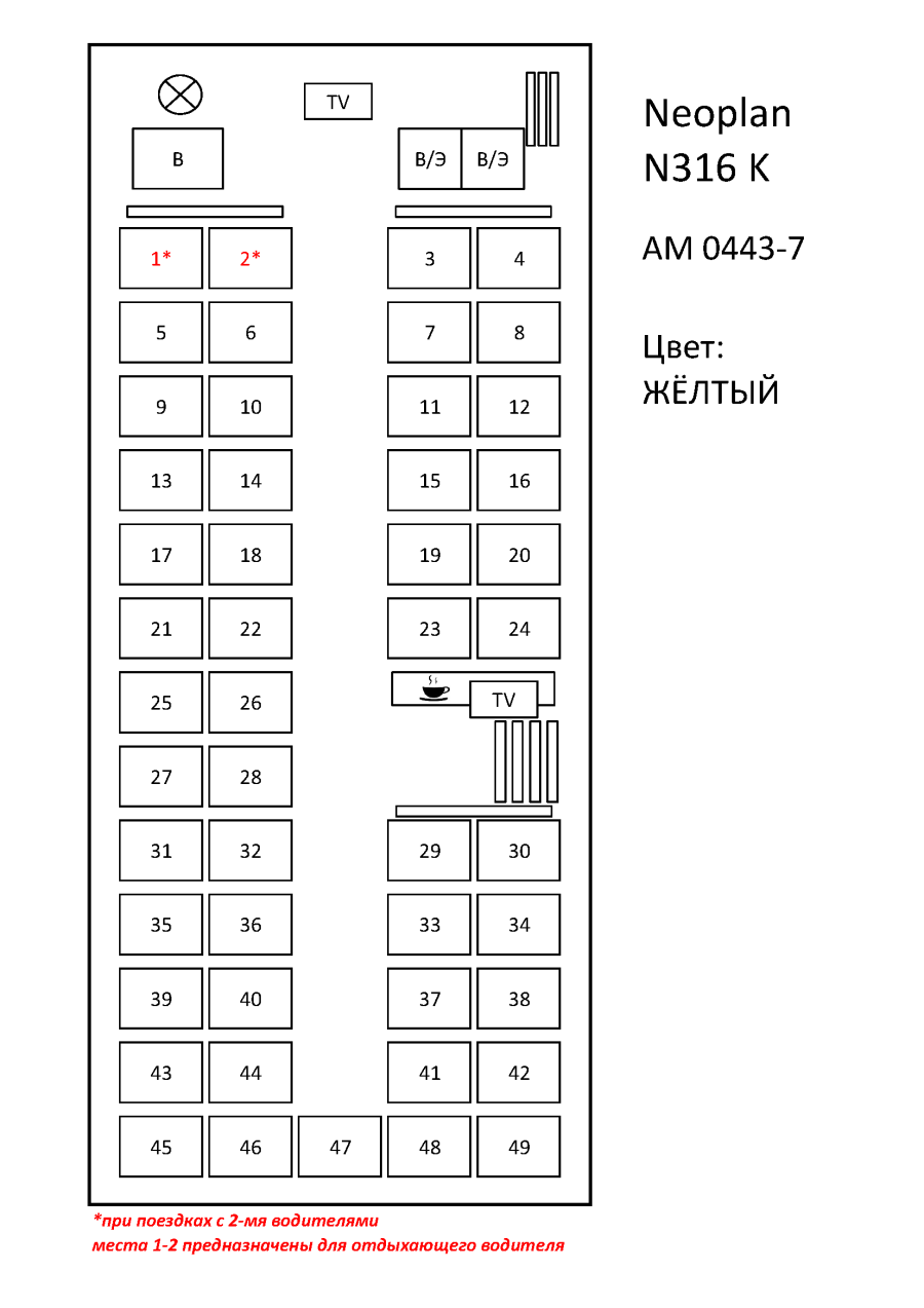 Neoplan n122l расположение мест