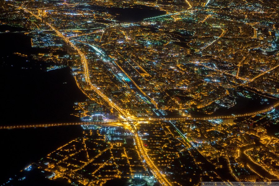 Ночная Москва вид из космоса