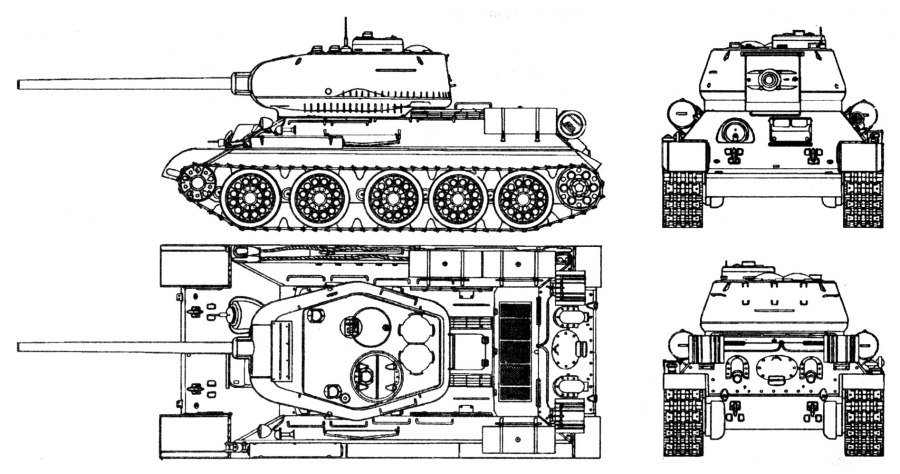 Чертёж танка т-34-100