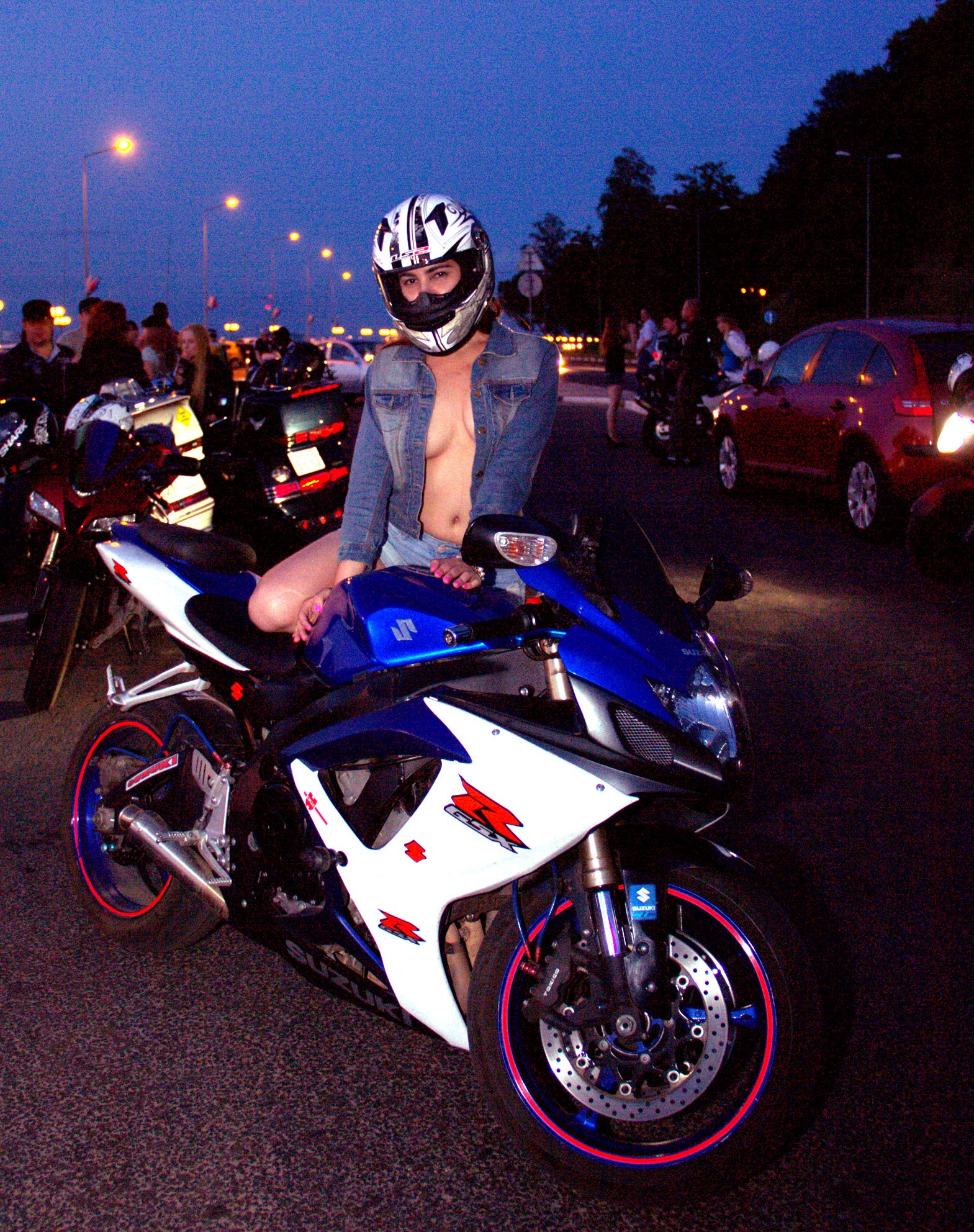 Topless On Motorcycle