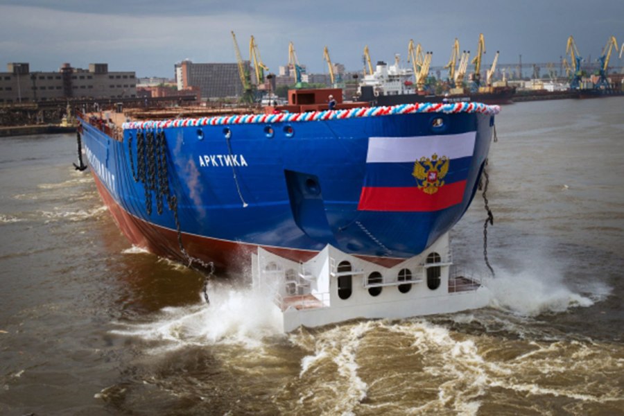 Штраних спуск на воду атомного ледокола Ленин