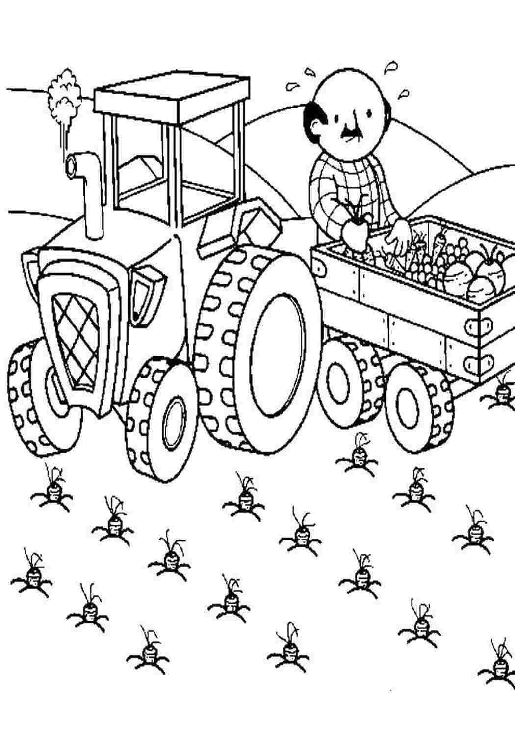 Трактор раскраска для детей