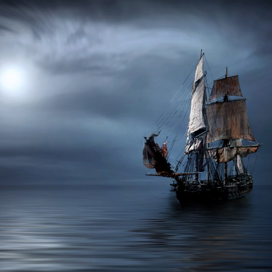 Чайки, корабль и море