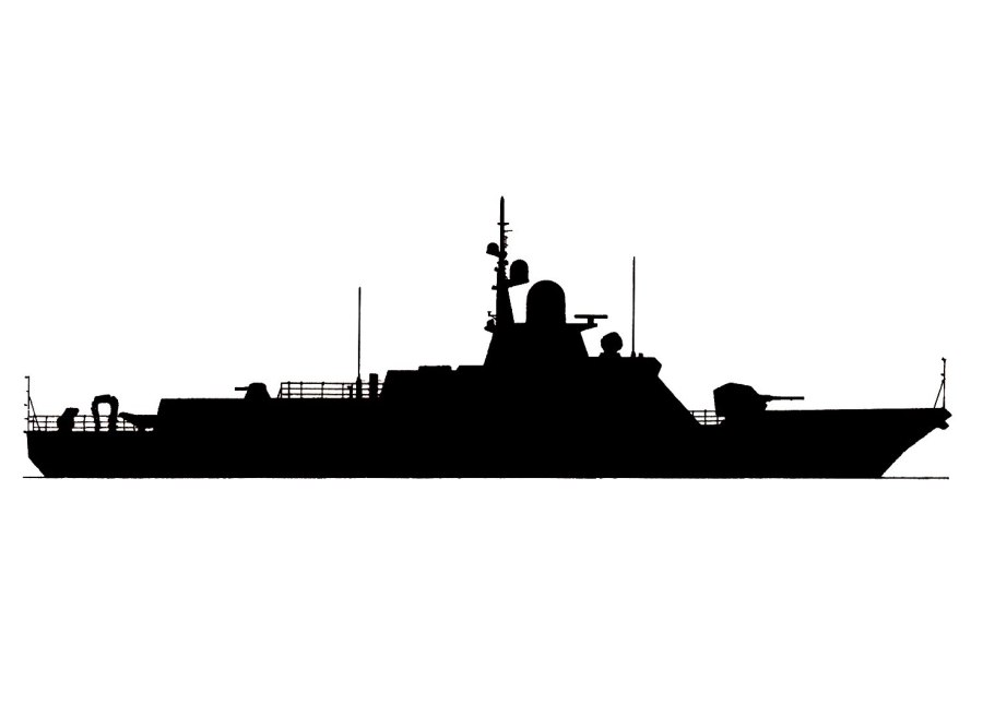 Военный корабль сбоку силуэт