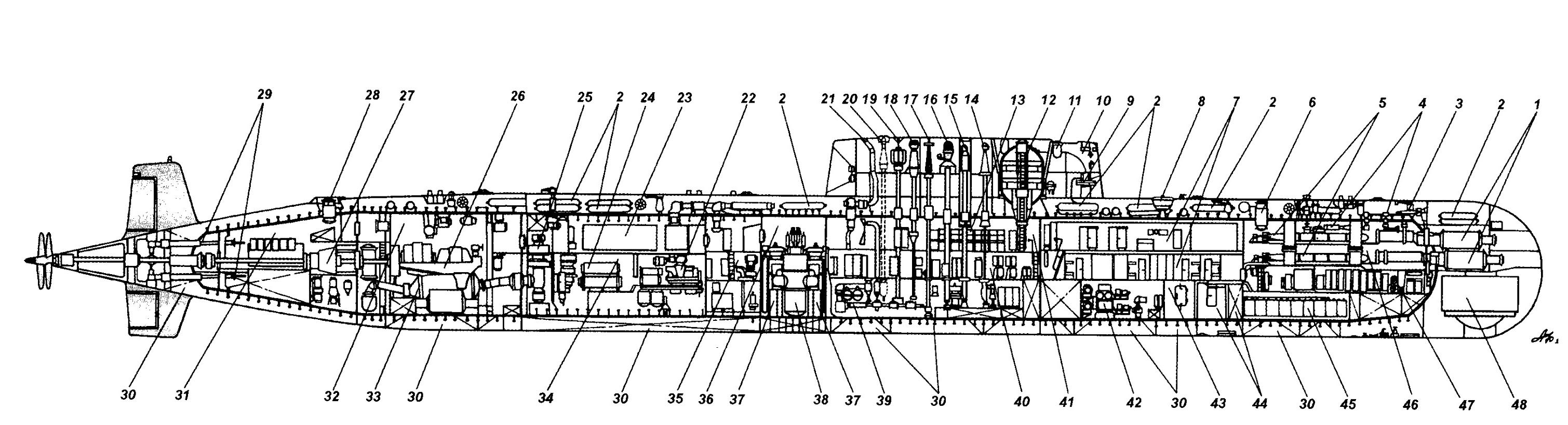 Схема подводной лодки рисунок