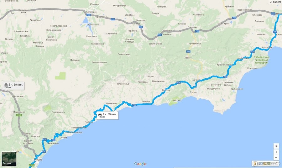 Солнечногорское Крым на карте
