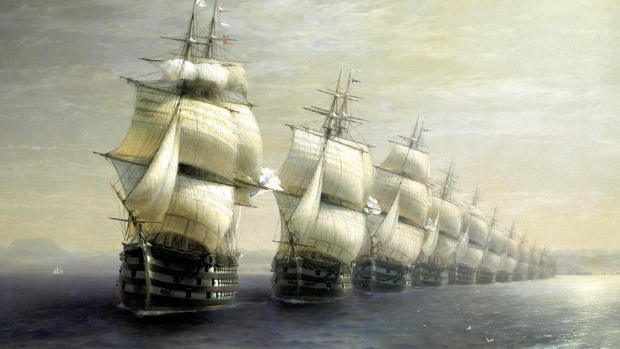Айвазовский смотр Черноморского флота в 1849 году