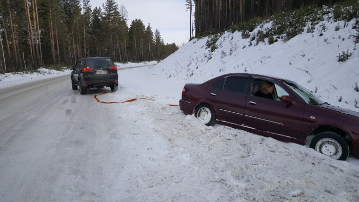 Буксировка авто зимой