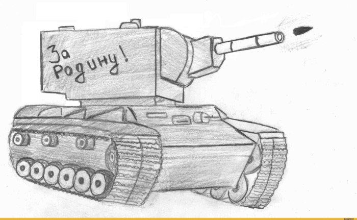 Рисунок танка карандашом
