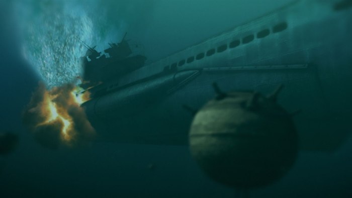 Подводная лодка под водой