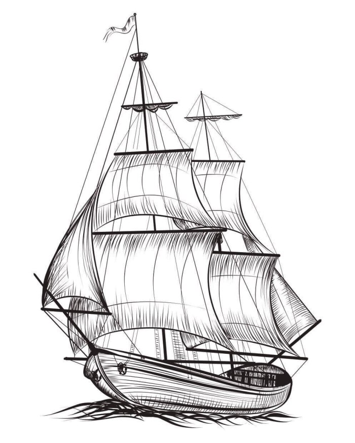 Корабль рисунок карандашом