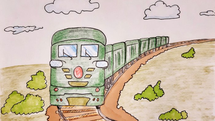 Рисунки поезда для срисовки