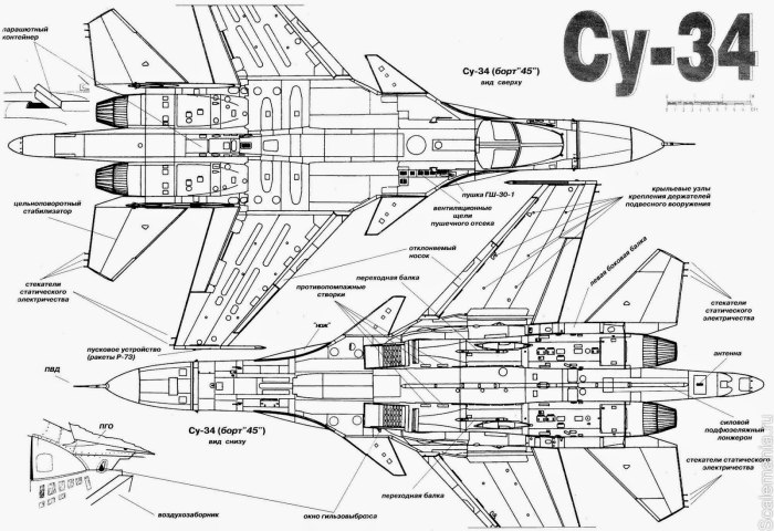 Истребитель Су-35 чертежи