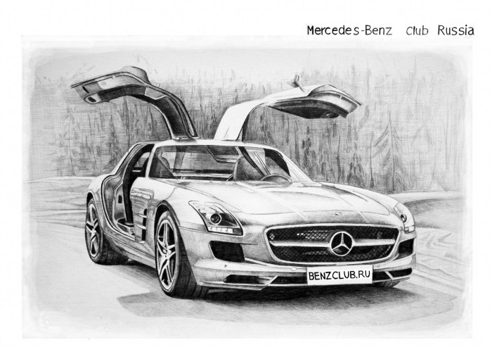 Нарисованный Мерседес c63 AMG