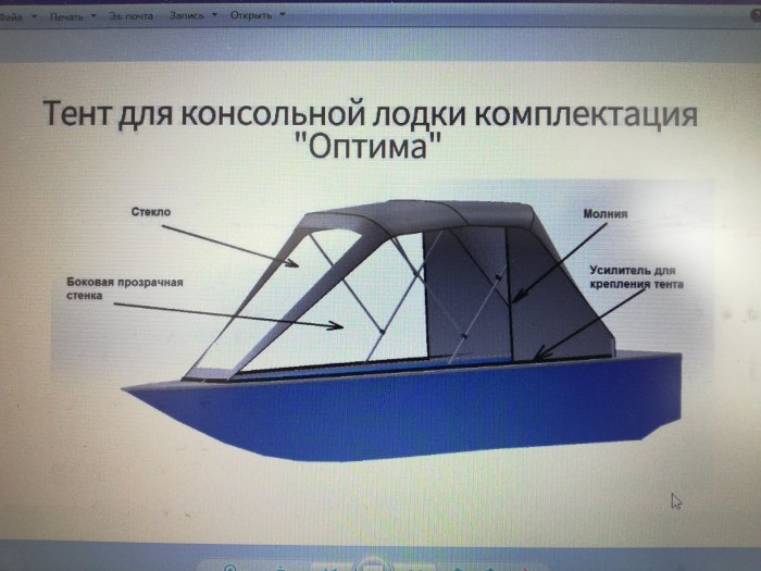 Ходовой тент на лодку Кайман 400