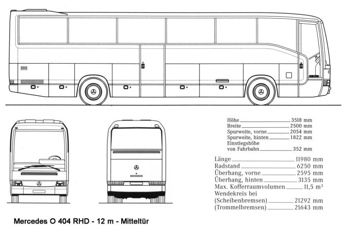 Mercedes-Benz Tourismo чертеж