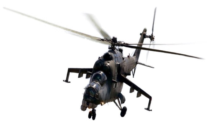 Ми-24 на белом фоне сбоку