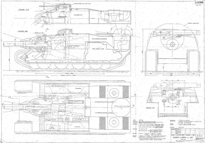 Чертеж танка AMX 50 Foch