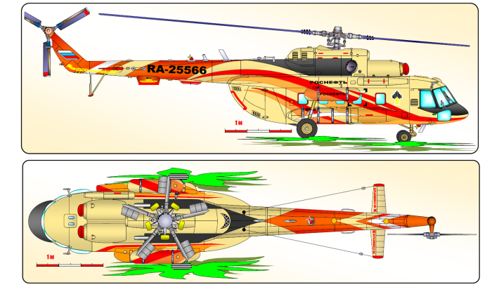 Схема вертолета ми-8