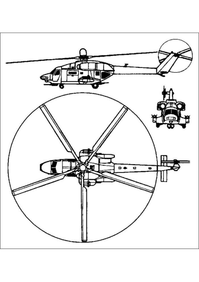 Чертеж вертолета ми-8