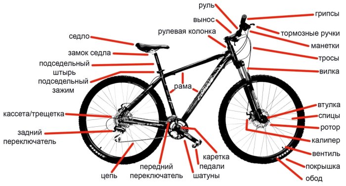 Схема установки переднего колеса на велосипед
