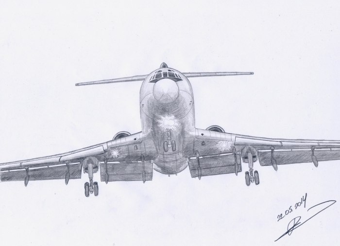 Ту 154 рисунок карандашом