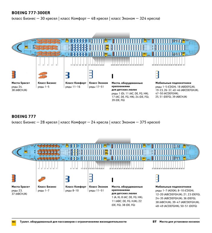 Расположение мест Боинг 777-300 er