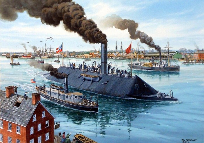 Броненосец монитор и Вирджиния 1862