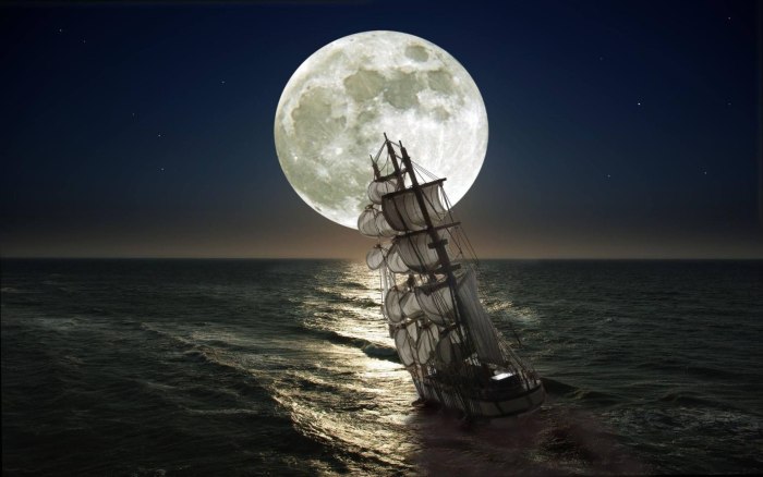 Море корабль Луна
