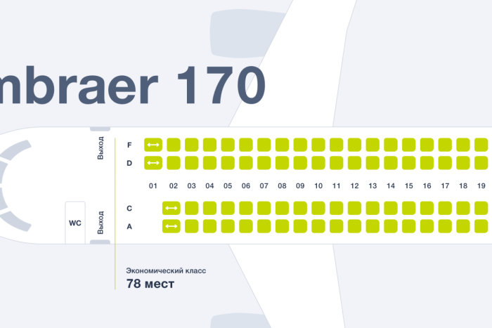 Схема мест в самолете Эмбраер 170 s7