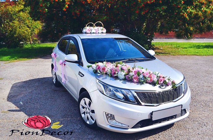 Украшение авто на свадьбу лентами