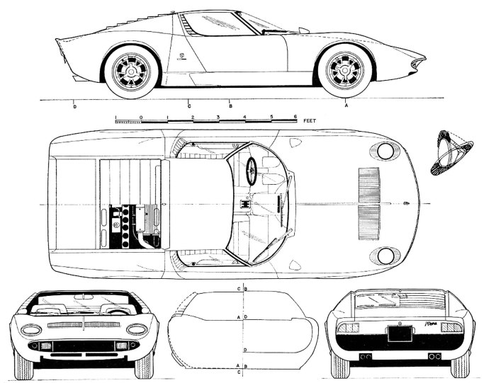 Lamborghini Miura чертеж