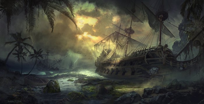 Бухта затонувших кораблей пираты Карибского моря