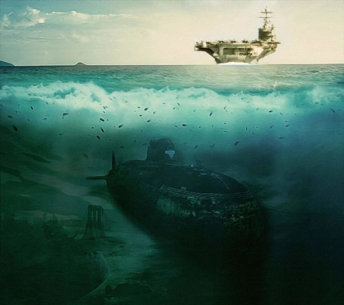 Подводная лодка под водой