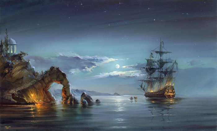 Морской пейзаж с кораблем