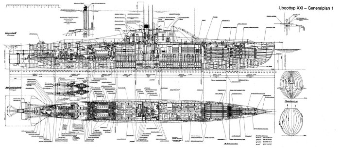 U-Boot Typ XXI чертеж