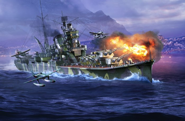 Крейсер тоне в World of Warships