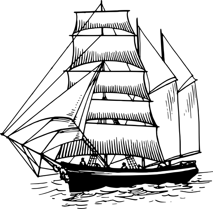 Корабль черно белый