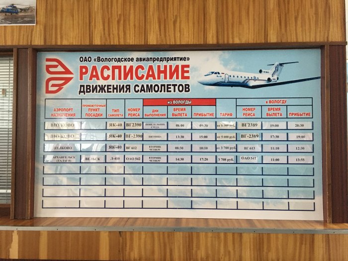 Расписание самолетов