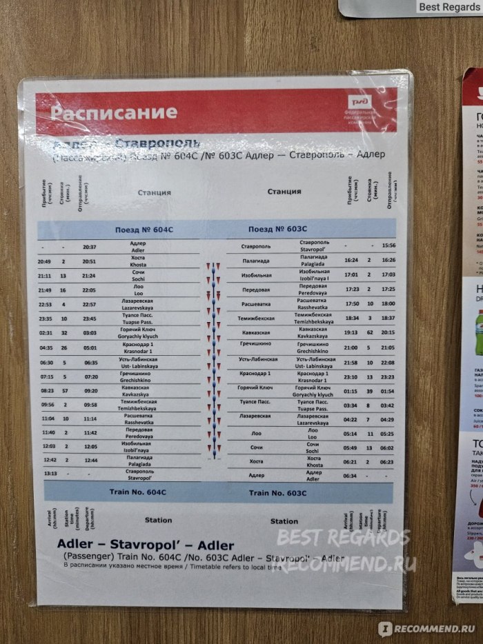 Поезд Ставрополь Адлер