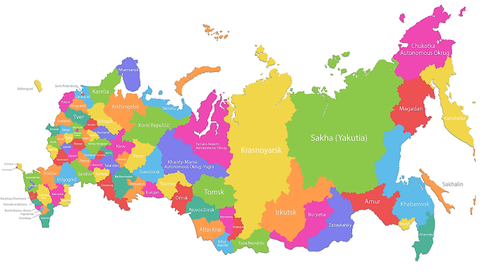Политическая карта России 2023 с новыми регионами