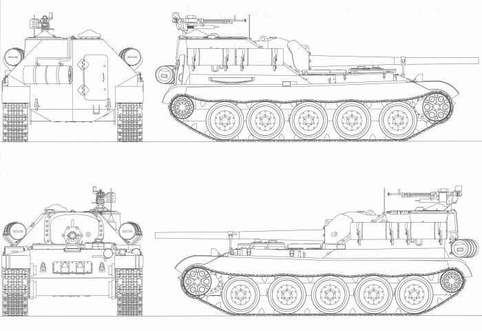 Чертёж танка Су 100