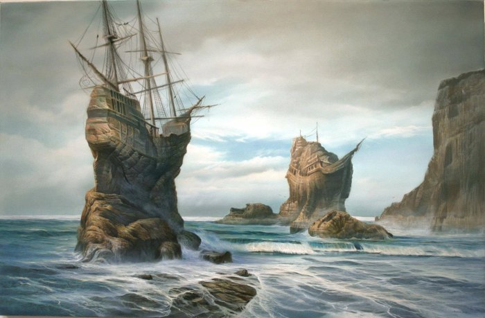 Море скалы корабль