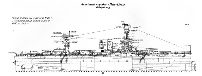 Линкор Пенсильвания чертежи 1942