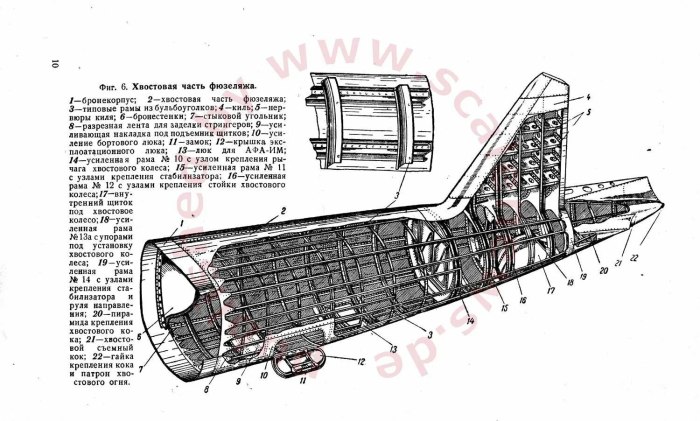 Хвостовая часть фюзеляжа Су-25 чертеж