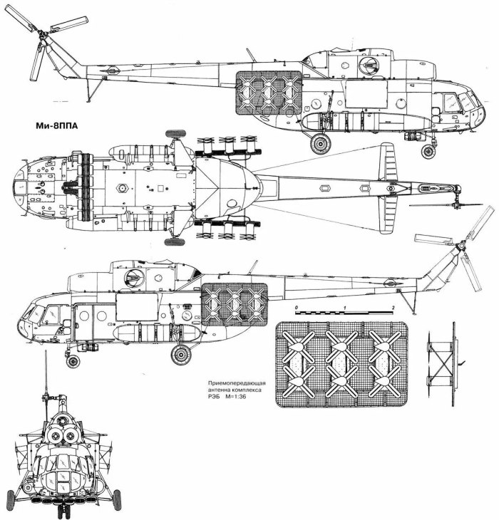 Чертеж вертолета ми-8
