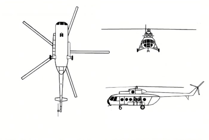 Чертеж вертолета ми-8